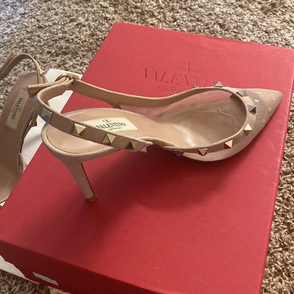 Valentino Rockstud Mesh Lace Slingback Sling Strap Sandal - Picture 3 of 14